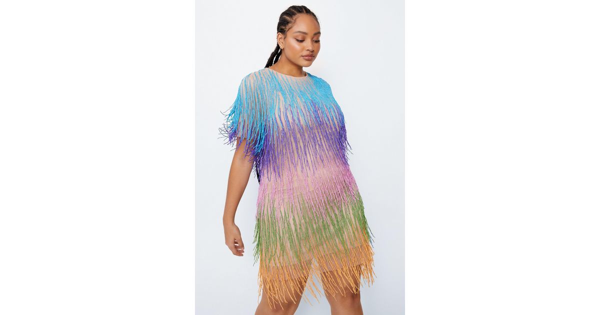Nasty Gal Plus Size Rainbow Tassel Fringe Shift Dress Lyst