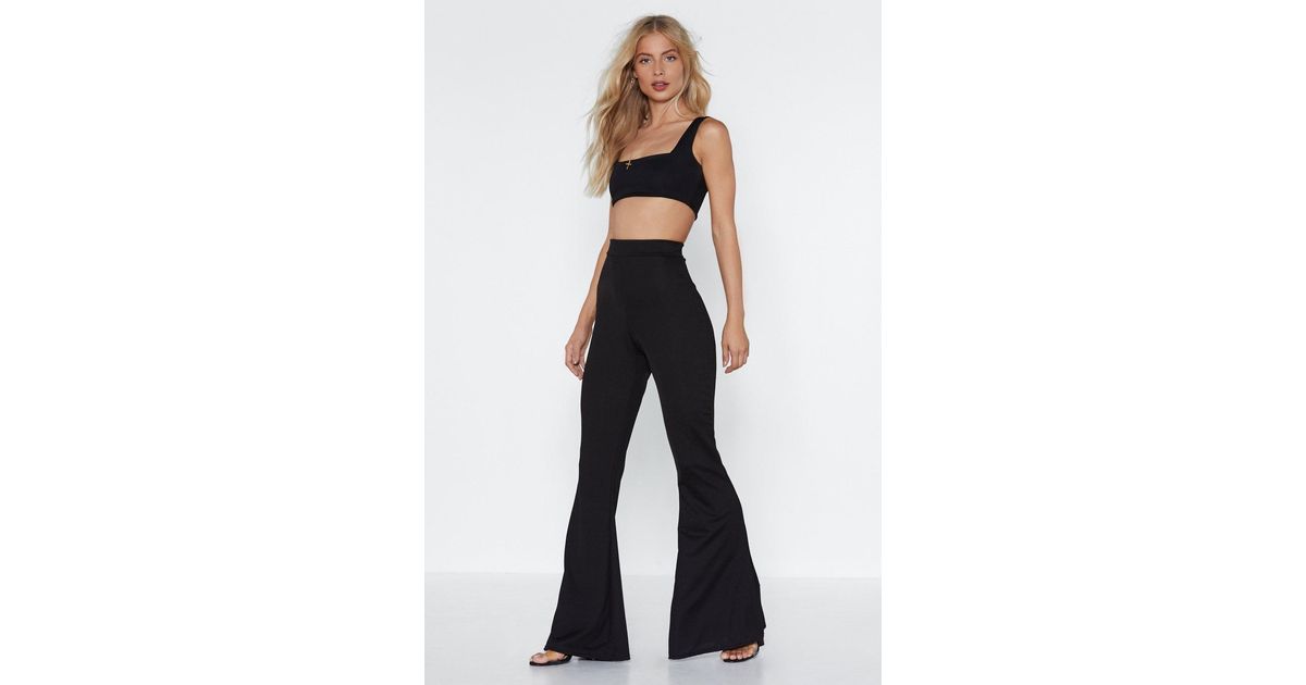 Nasty Gal Crop Top And Flare Pants Set in Black - Lyst