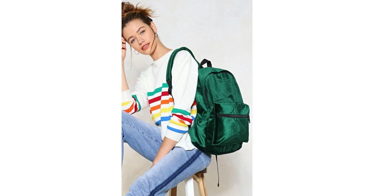 green velvet backpack