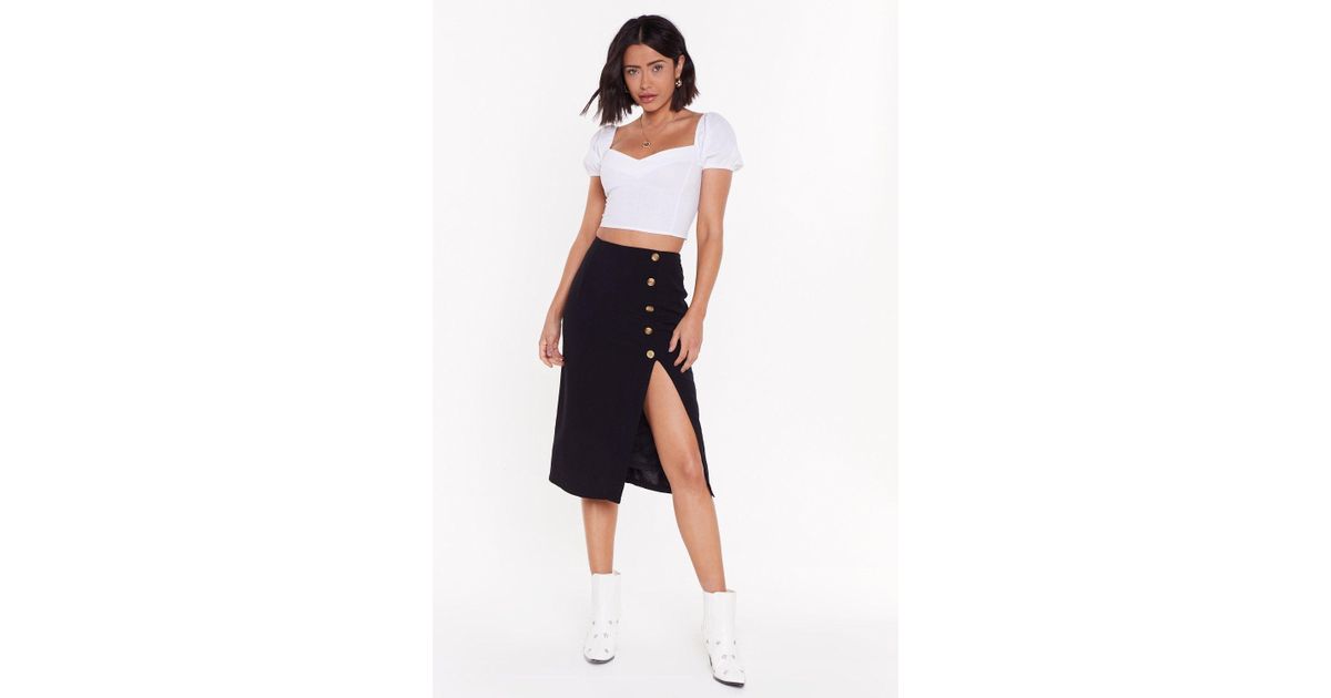 black button down midi skirt
