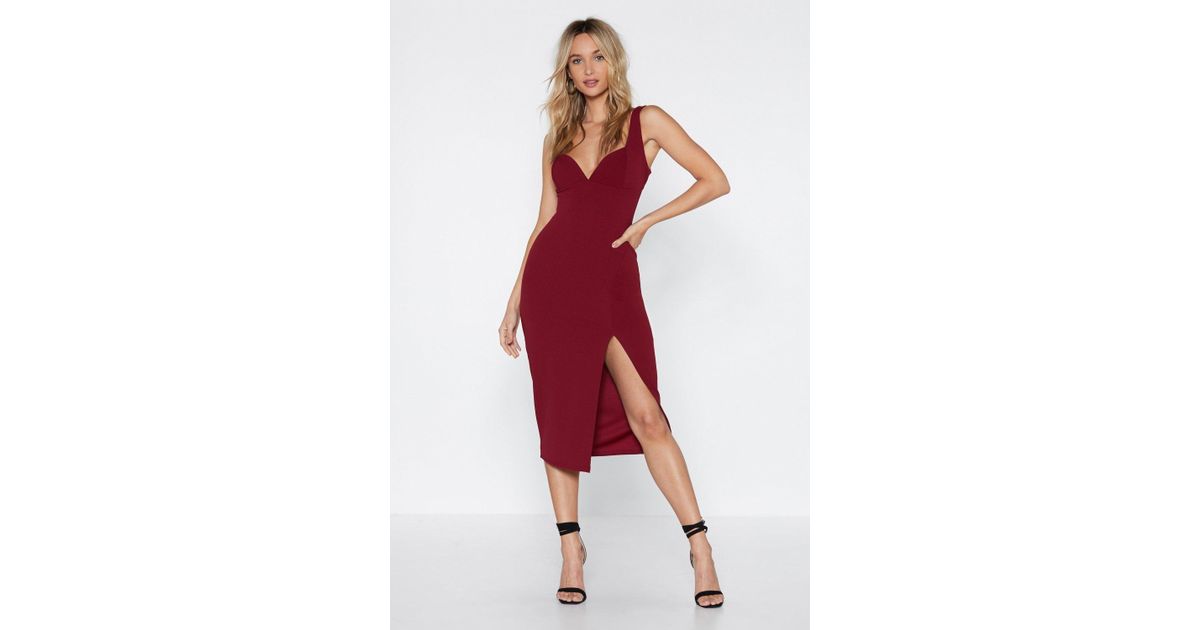 plunge down midi dress