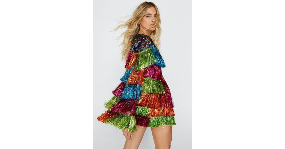 Nasty Gal Synthetic Sequin Tinsel Tiered Jacket Lyst