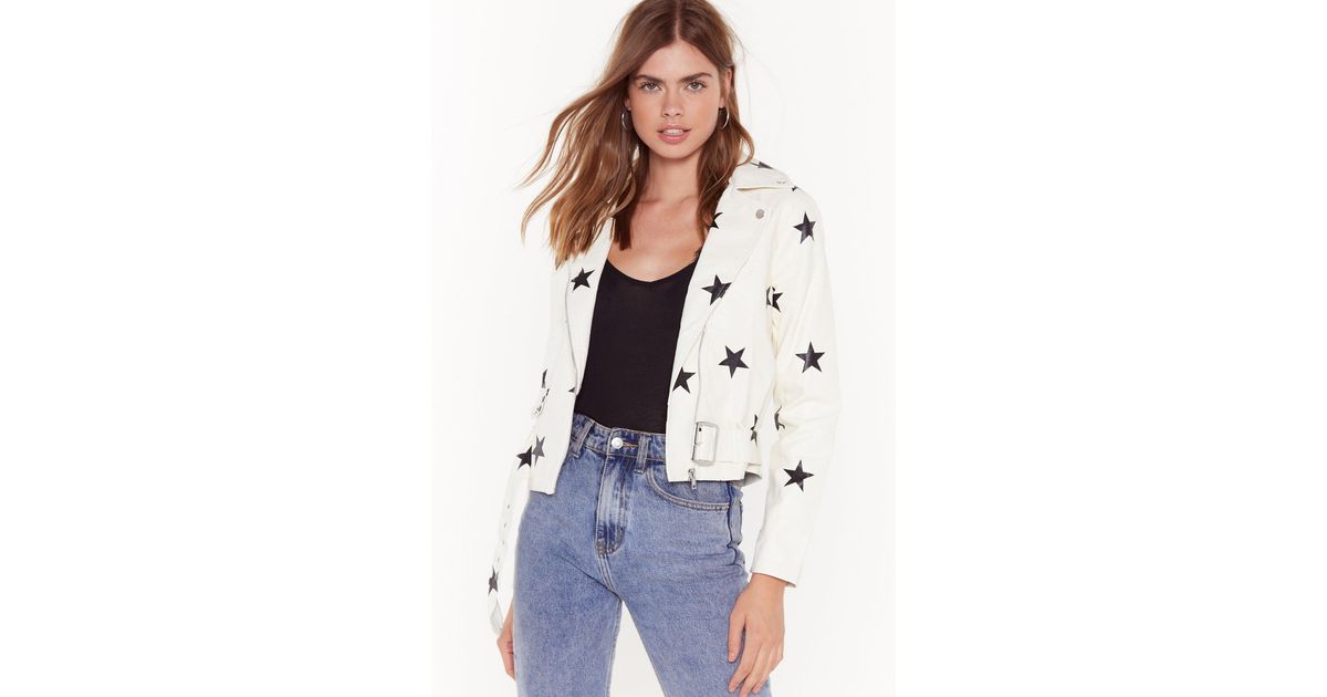 leather jacket with white stars