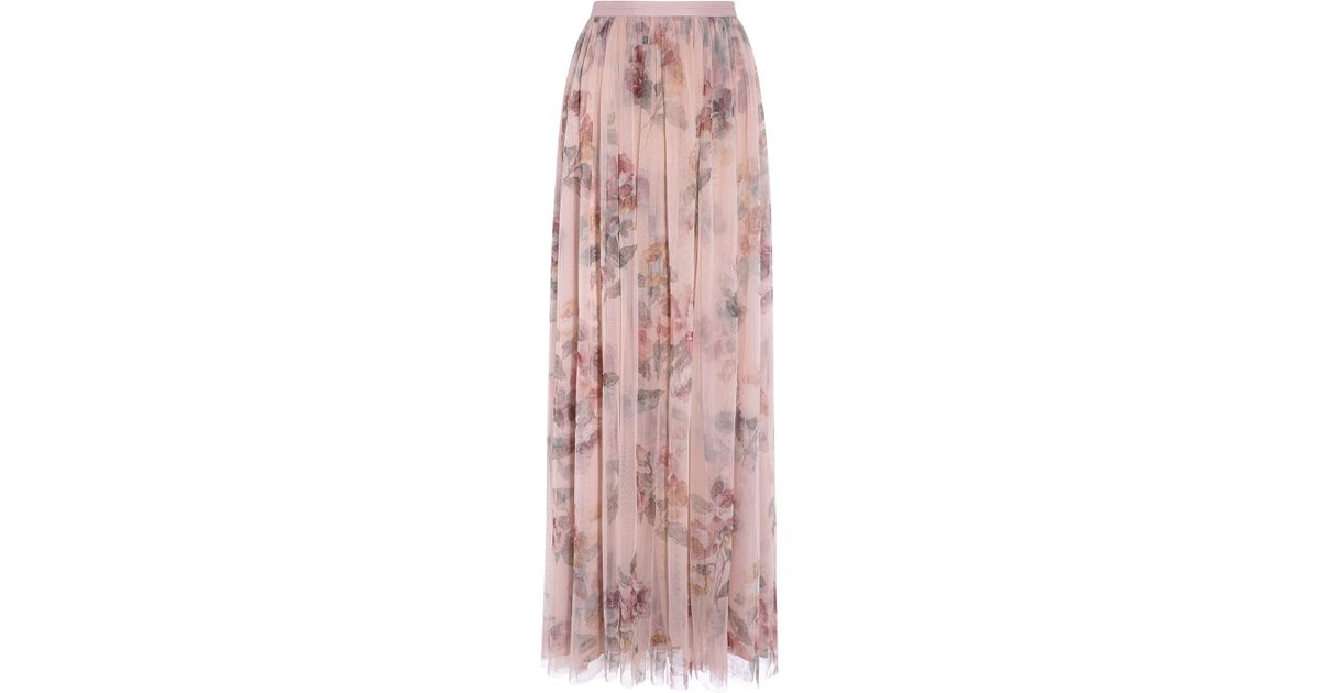 needle & thread floral maxi skirt in rose quartz