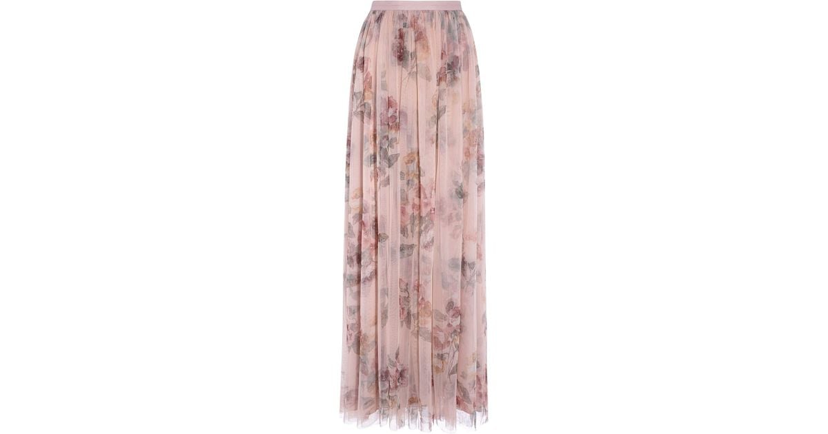 needle & thread floral maxi skirt in rose quartz