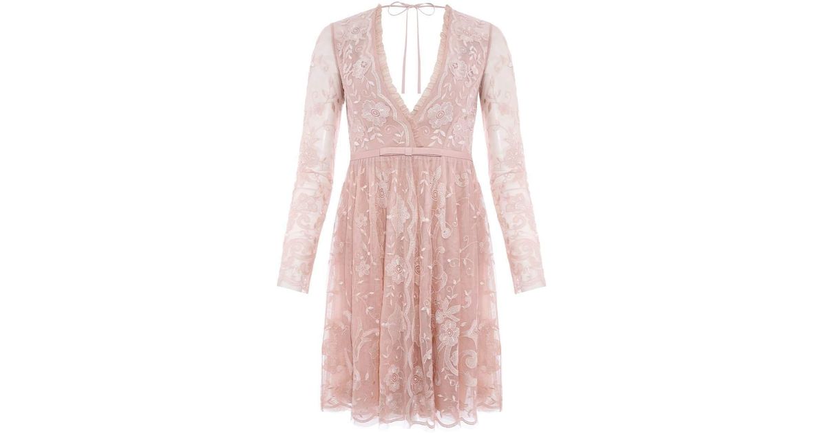 eleanor lace floral dress in pink