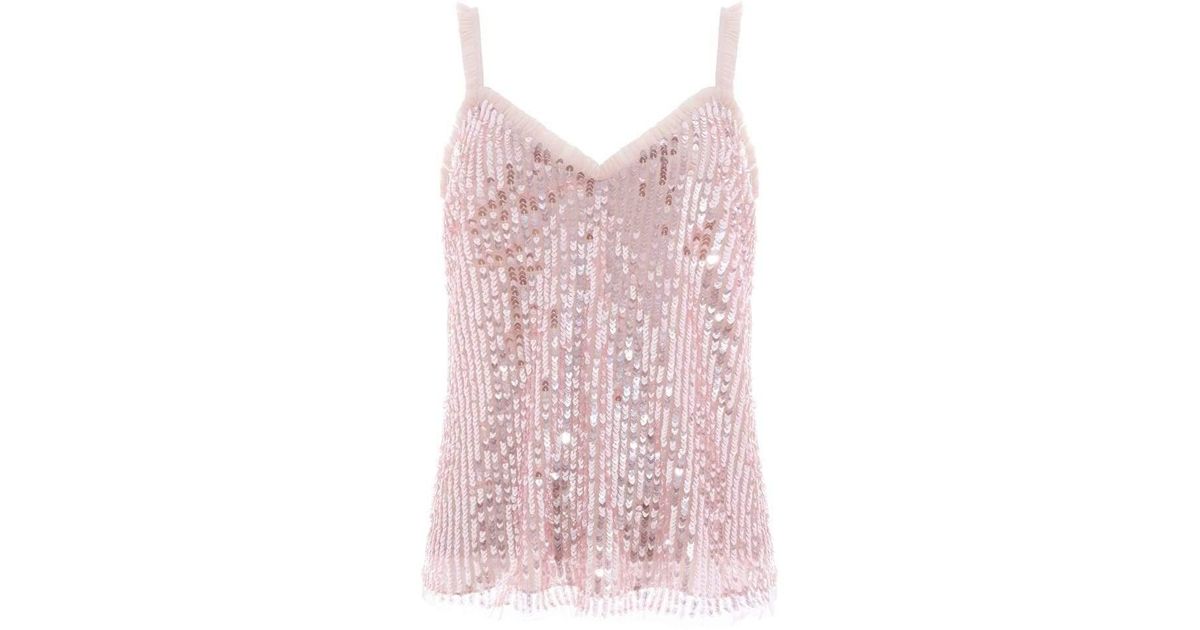 pink sequin vest top