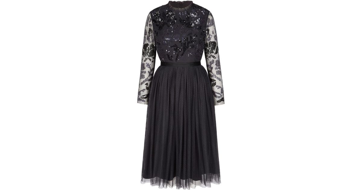 floral gloss bodice midi dress