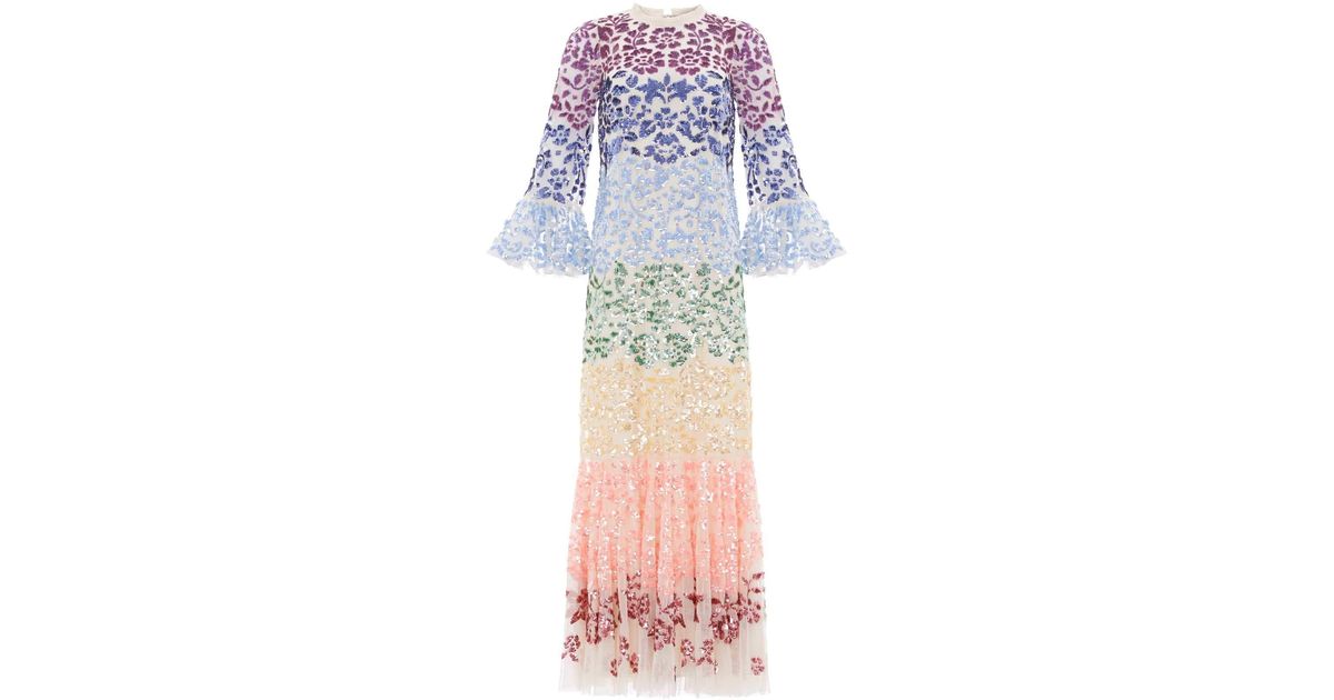chakra sequin long sleeve gown