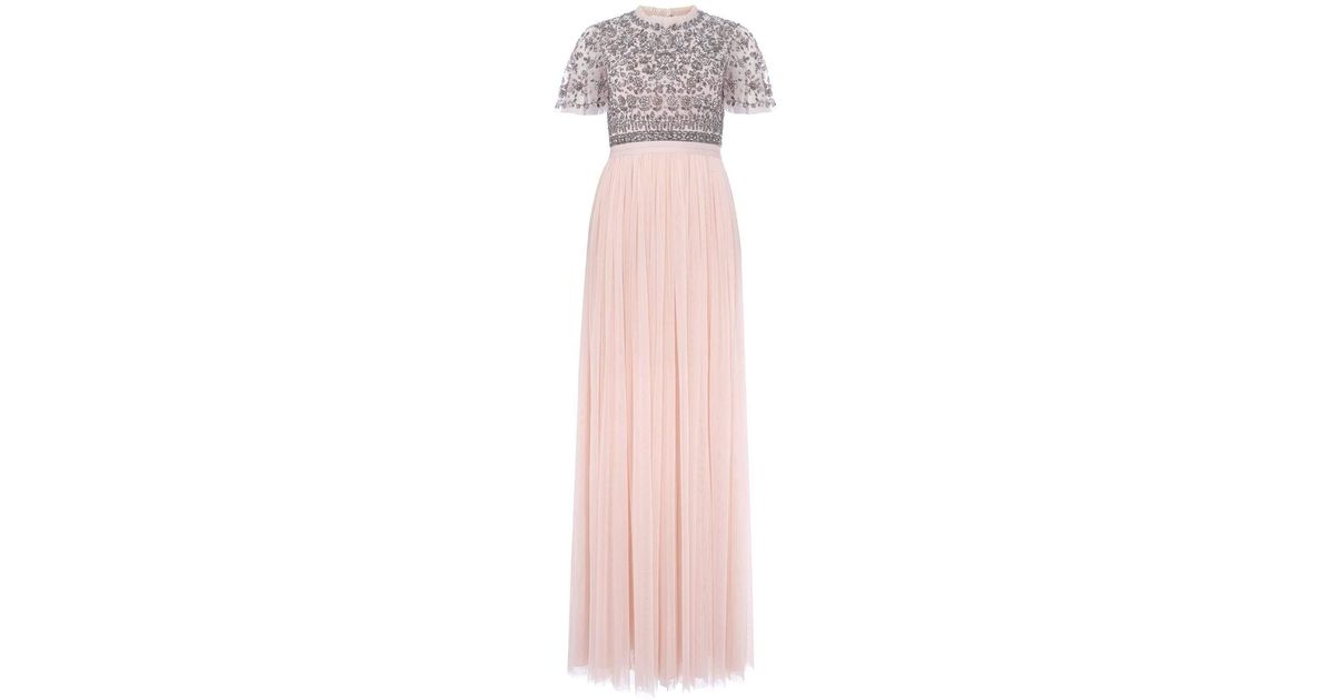 andromeda cap sleeve backless gown