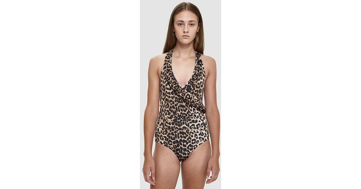 ganni leopard swimsuit
