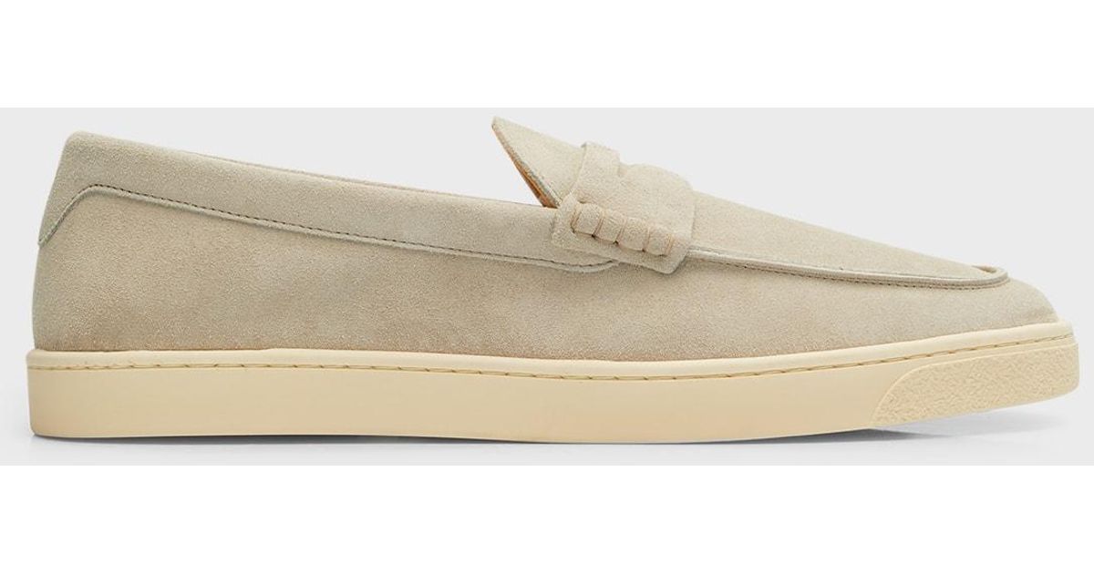 Brunello Cucinelli Suede Hybrid Moccasin Loafers in Natural for Men | Lyst