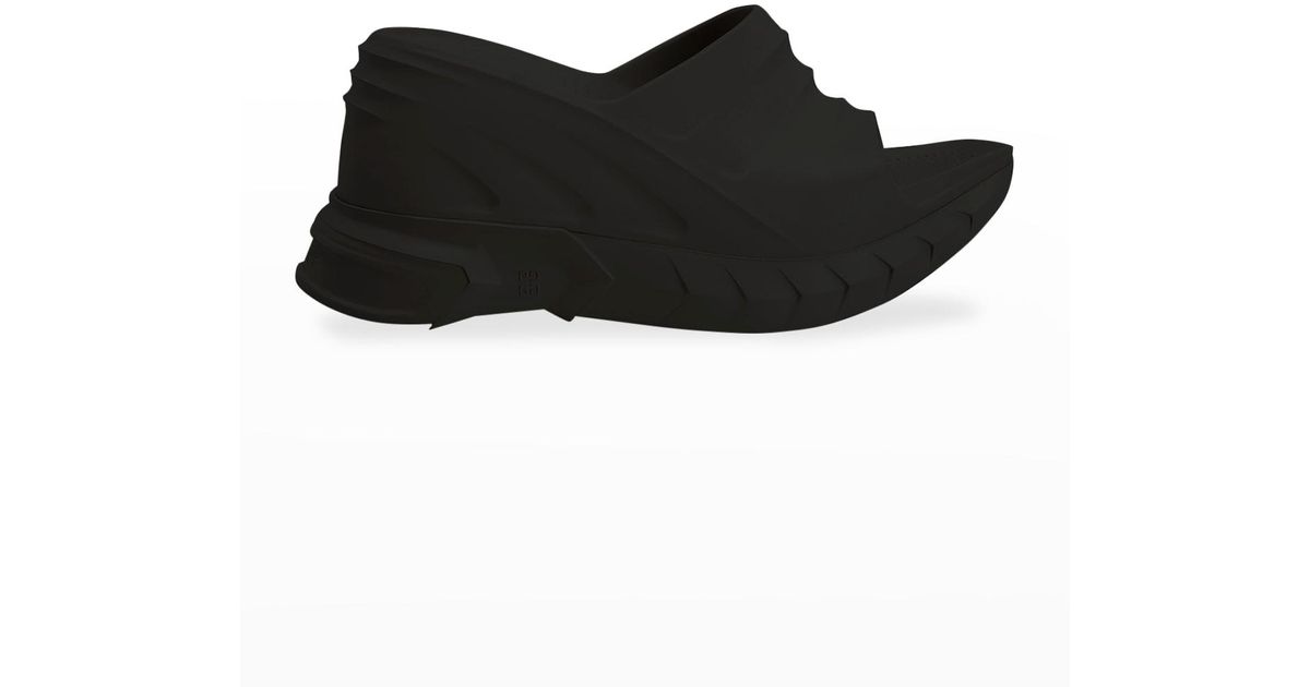 Givenchy Marshmallow Rubber Wedge Slide Sandals in Black | Lyst