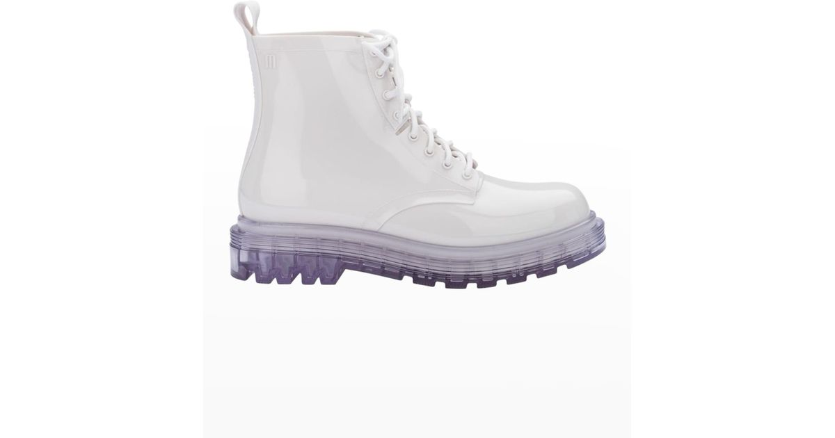 Melissa Coturno Transparent Lace-up Combat Boots in White | Lyst