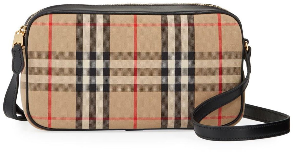 Burberry Small Vintage Check And Leather Camera Bag Lyst
