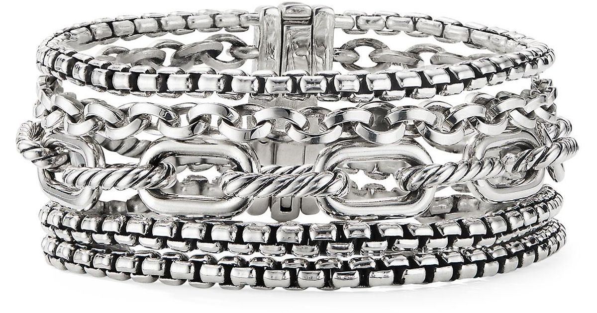 David Yurman Multi-row Chain Bracelet, Size L in Silver (Metallic) - Lyst