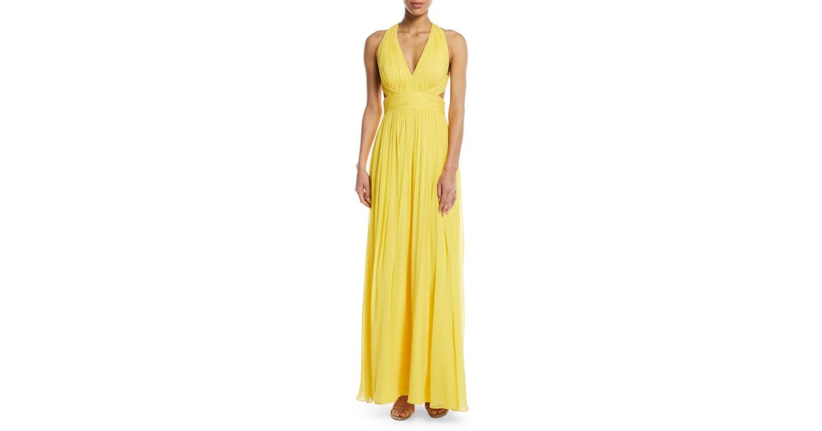 aidan mattox cutout silk gown