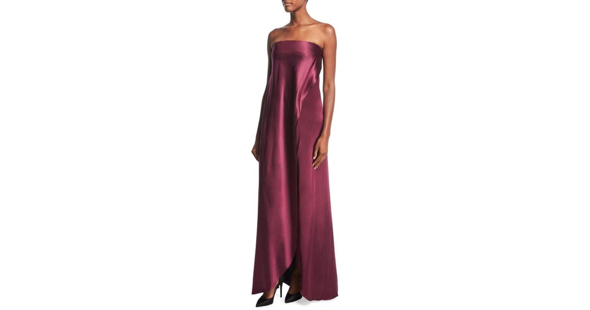Lyst Diane Von Furstenberg Strapless D Satin Side Gown Lyst Diane Von Furstenberg Strapless D Satin Side Gown In Red