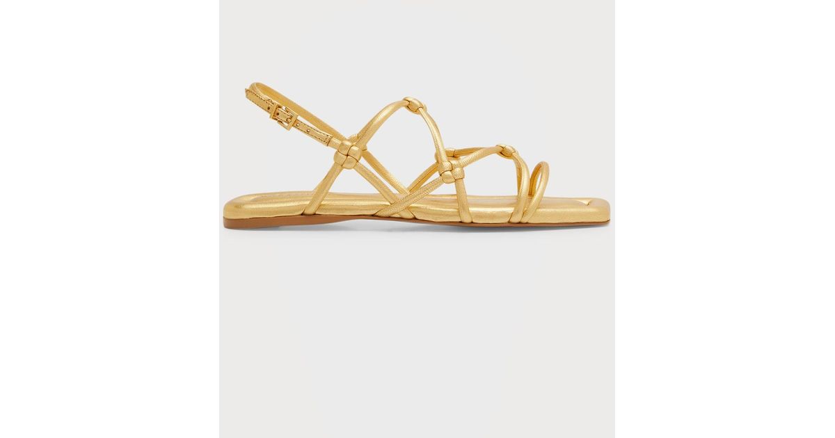 MERCEDES CASTILLO Camille Caged Slingback Flat Sandals in Metallic | Lyst