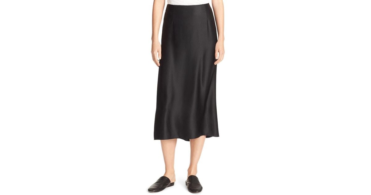 black slip skirt silk