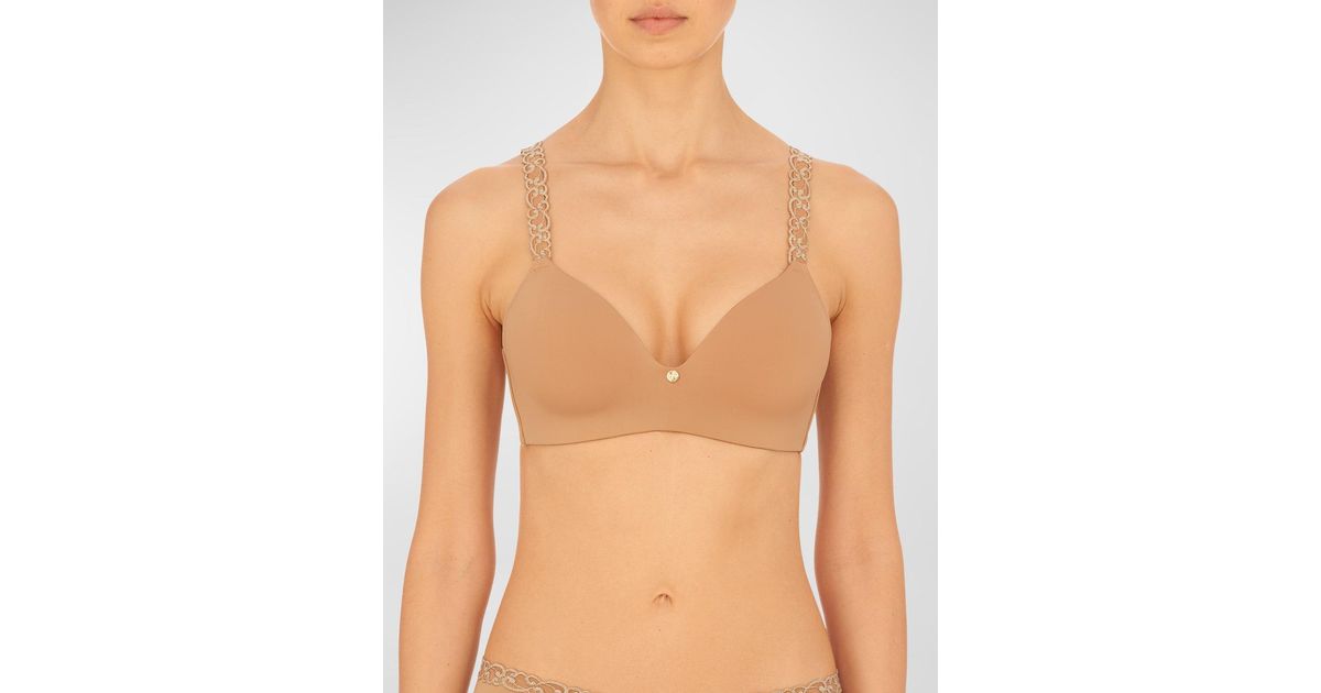 Natori Pure Luxe Lace-trim Wireless Contour Bra in Green | Lyst