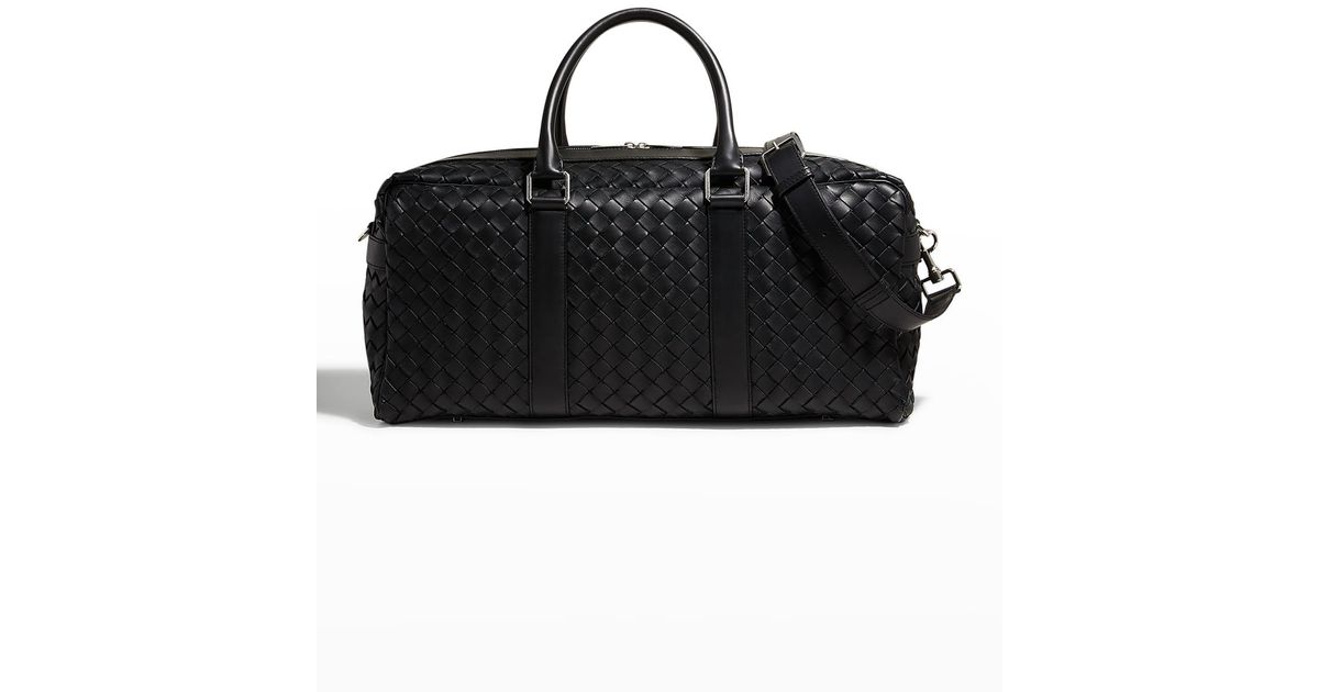 Bottega Veneta Intrecciato Leather Gym Duffel Bag in Black for Men | Lyst