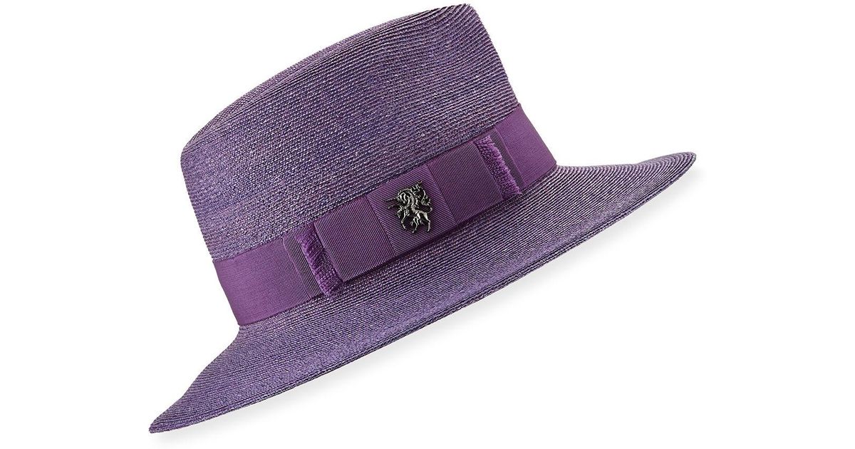 purple trilby hat