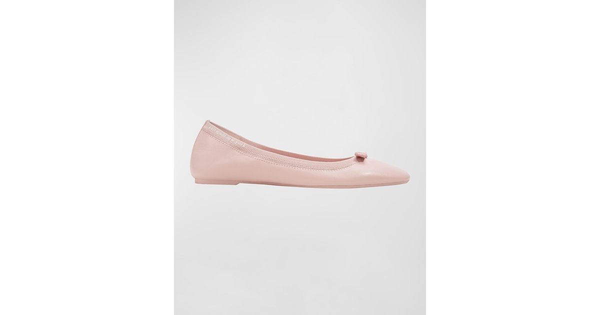 Kate Spade Claudette Leather Bow Ballerina Flats in Pink | Lyst