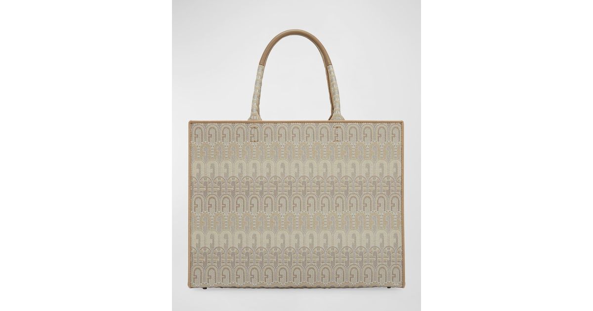 Furla Opportunity Large Arch Logo Jacquard Tote Bag in Natural | Lyst