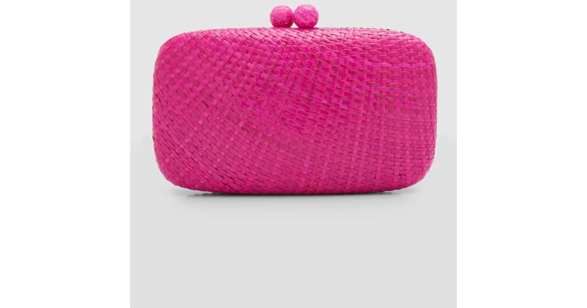 Serpui Rose Stone Straw Clutch Bag in Pink Lyst
