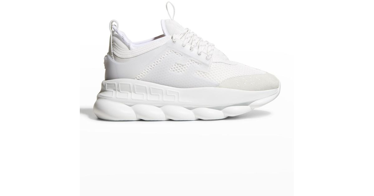 Versace Chain Reaction Caged Sneakers in White for Men | Lyst