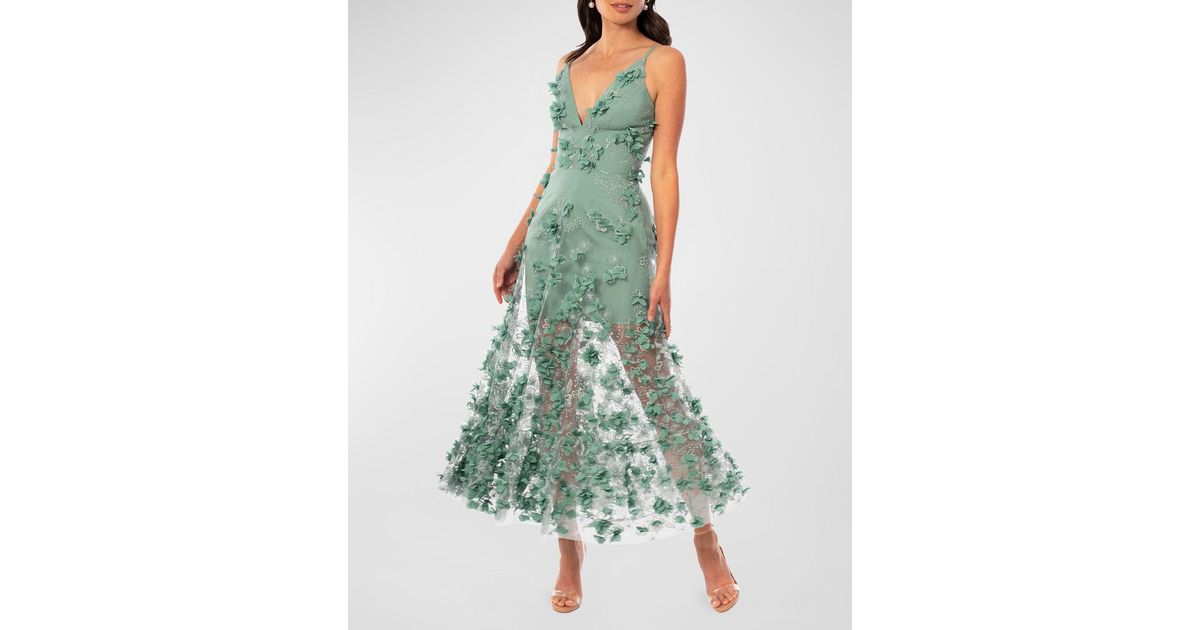 HELSI Vanessa Embroidered Floral Applique Maxi Dress in Green | Lyst