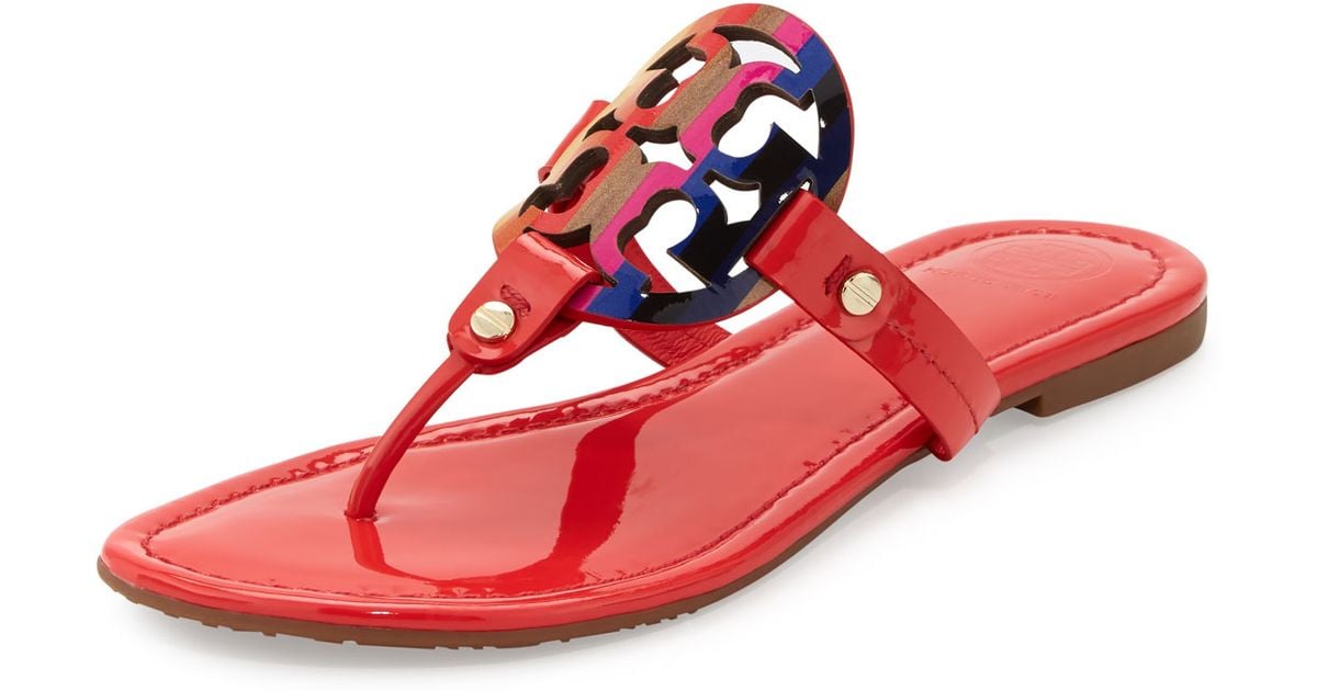 tory burch red rainbow miller sandals