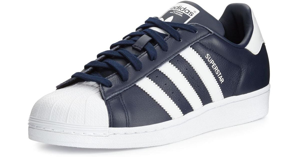 adidas Leather Originals Superstar Sneaker Shoes in Navy (Blue) for Men Lyst