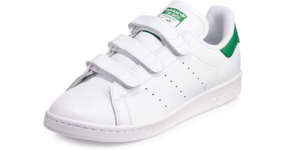 adidas Leather Men's Stan Smith Triple-strap Sneaker in White/Green (White)  for Men - Lyst