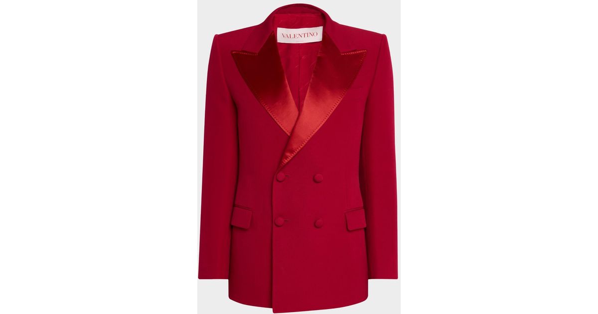 ジャケット Valentino Garavani Double-Breasted Jacket In Grain De P 0400021398440_LIGHTGREY?wid=