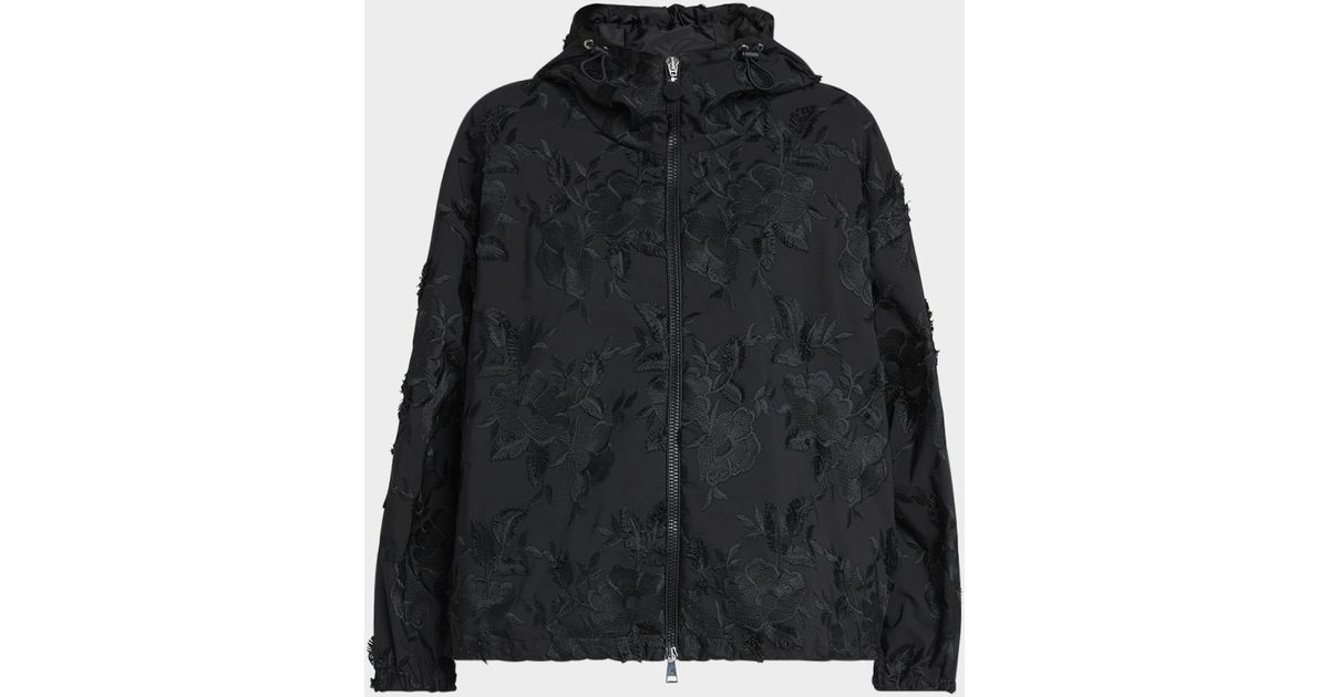 Moncler Charmeil Floral Hooded Jacket in Black | Lyst