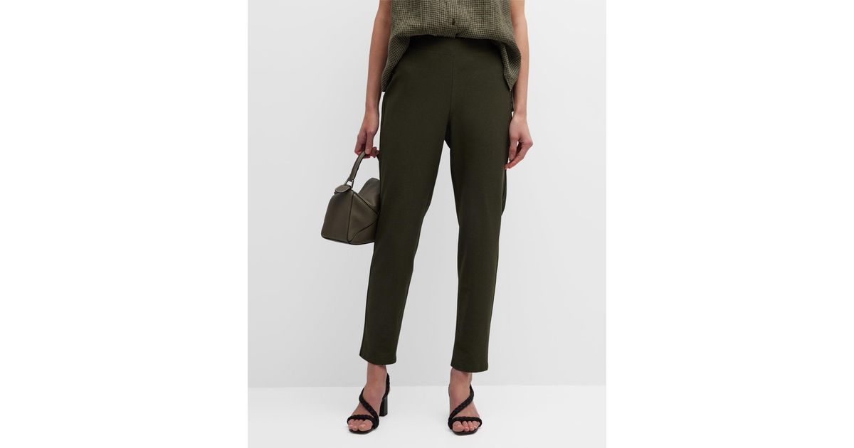 Eileen Fisher Tapered Crepe Ankle Pants | Lyst