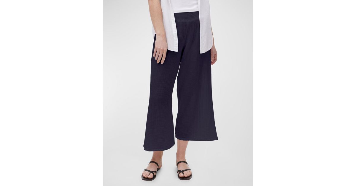 Michael Stars Medina Smocked Gauze Crop Pants in Blue Lyst