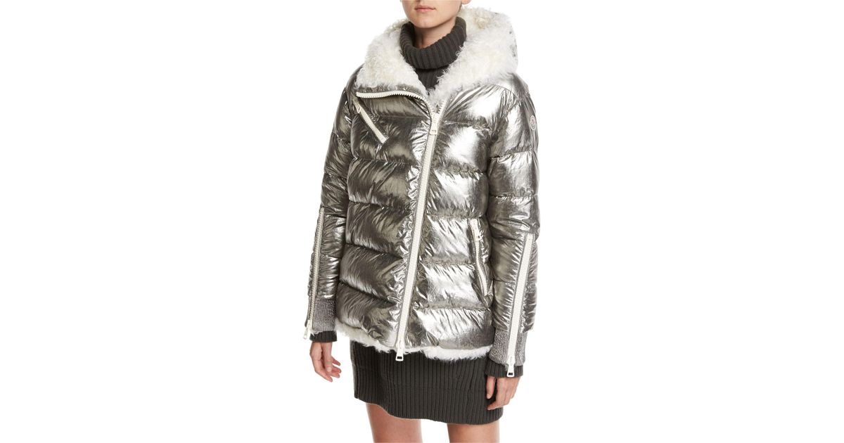 moncler metallic puffer jacket