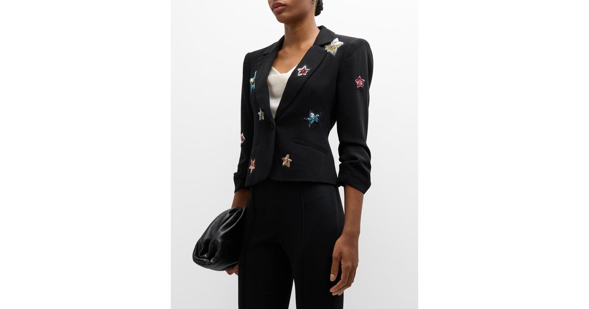 Cinq À Sept Star Le Petit Khloe Sequin Embellished Blazer in Black | Lyst