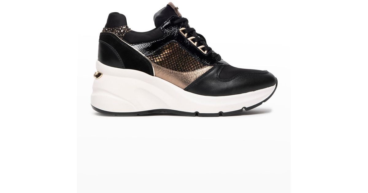 Hbeylia Platform Fashion Sneakers For Women Glitter Squin Leather Fashion C High Heel Sneakers Hbeylia Platform Wedge Fashion Sneakers For