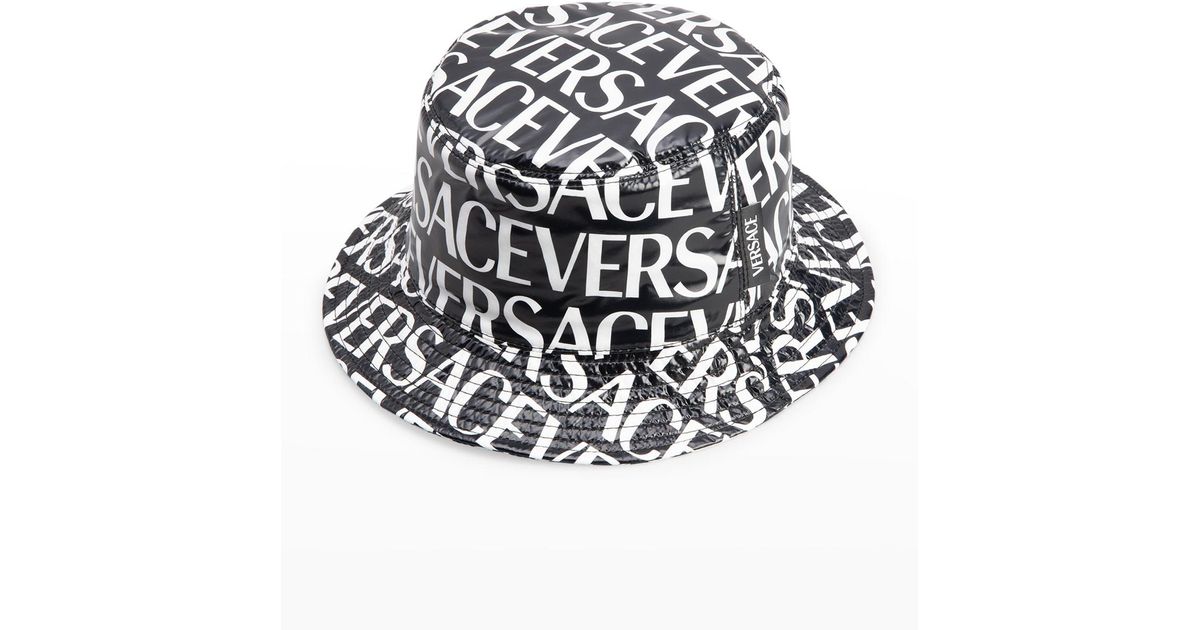Versace Logo Puffy Nylon Bucket Hat in White Lyst