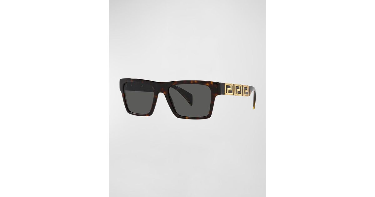 Versace Greca Rectangle Acetate Sunglasses in Black for Men Lyst