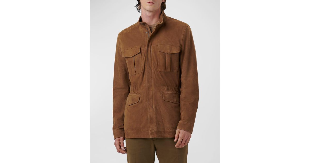 Bugatchi Suede Field Jacket in Brown for Men | Lyst