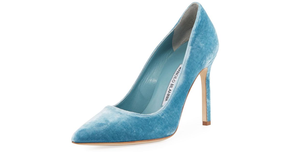 light blue velvet heels