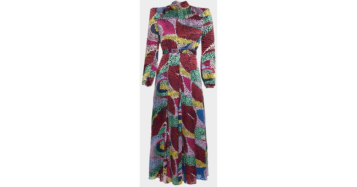 knee length dresses for ladies Saloni Jacqui-b Belted Midi Dress - Jangle