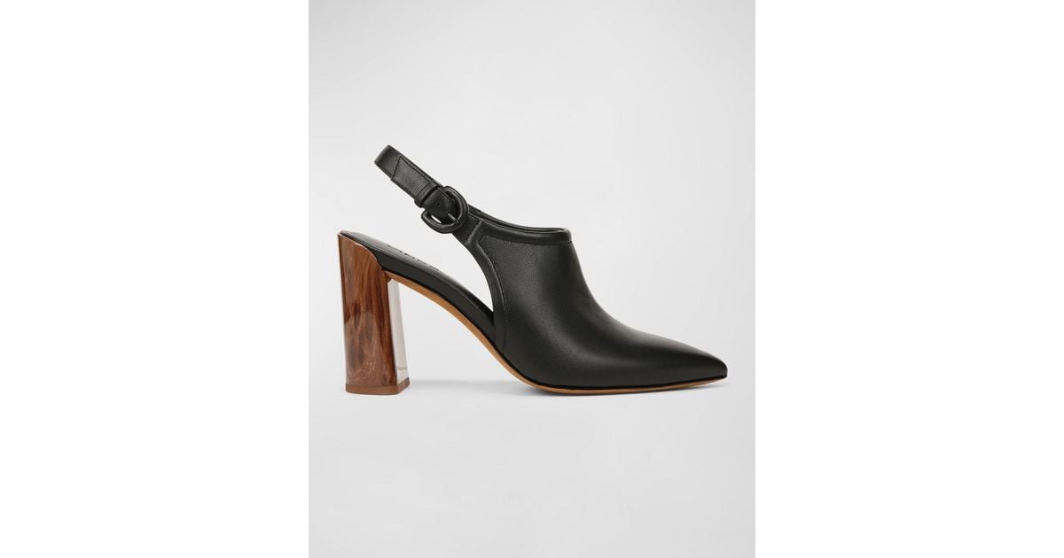 Vince Pyra Leather Slingback Mule Pumps in Black Lyst