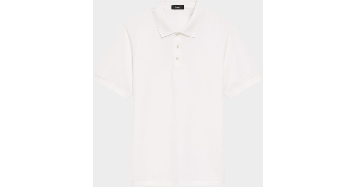Theory Pima Cotton Polo Shirt in White for Men | Lyst