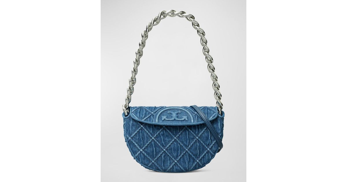 Tory Burch Fleming Mini Crescent Shoulder Bag In Blue Lyst 2820